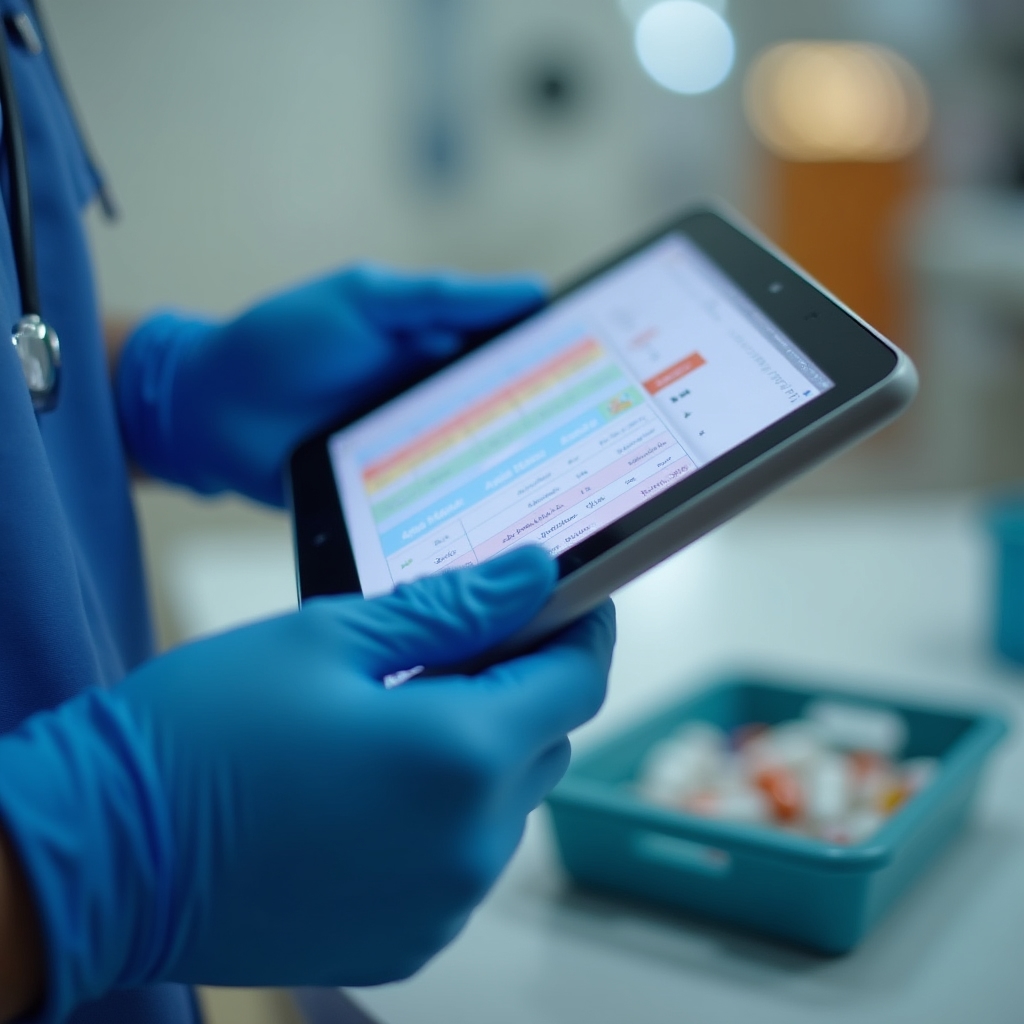 Medikamentenvergabe-Protokoll auf Tablet